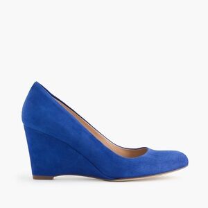 J. Crew Martina Suede Wedges, Blue, Size 6.5